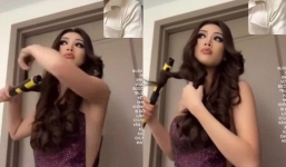 Khánh Vân bị bỏng khi tự làm tóc trước thềm Chung kết Miss Universe 2020 khiến khán giả xót xa