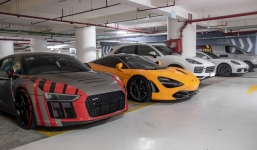 Dàn siêu xe trăm tỷ của Cường Đôla biến hầm chung cư ở Sài Gòn thành showroom xa hoa 