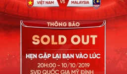 Hơn 20.000 vé trận Việt Nam vs Malaysia đã được bán hết chỉ trong ngày 19/9