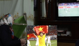 Bà nội Văn Toản ngồi một mình, lặng lẽ theo dõi cháu trai đem vinh quang về cho Tổ quốc