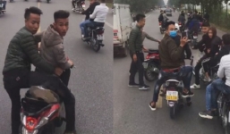Nhóm thanh niên đi xe máy dàn hàng ngang, tạt đầu xe chở tân binh nhập ngũ gây bức xúc 