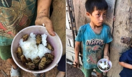 Xót xa hình ảnh 4 đứa bé nhem nhuốc, ăn cơm nguội với ve sầu tại Đăk Lăk 