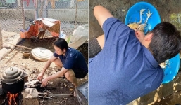 Phan Mạnh Quỳnh về quê bạn gái vào bếp đun nước, thịt gà khiến dân mạng thích thú