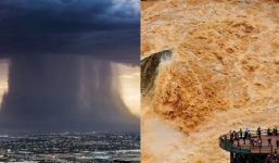 Trăm nghìn tấn nước bốc hơi tạo hiện tượng 'sông trời', cả Trung Quốc lẫn Nhật Bản chìm trong biển nước