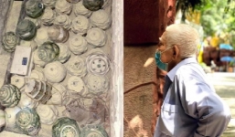 Đau lòng cảnh ông cụ 81 tuổi, chống gậy mò mẫm tìm tro cốt của mẹ bị vứt xó ở chùa Kỳ Quang 2 