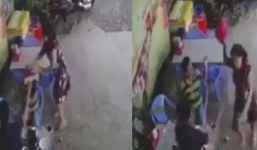 Chồng tắt máy đi nhậu không đón con, vợ nổi đóa đến tận nơi cho 'ăn' mũ bảo hiểm, xử luôn cả bạn nhậu