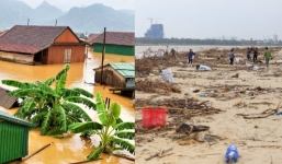 Người dân đổ ra biển nhặt 'lộc trời' trong cơn lũ lịch sử ở Quảng Bình