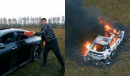 'Khá Bảnh bản quốc tế' chơi ngông, tự tay đốt 'chuyên cơ mặt đất' gần 4 tỷ đồng