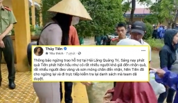 Thủy Tiên phát hoảng vì người dân đeo cả vòng vàng đến nhận cứu trợ, tuyên bố dừng phát tiền