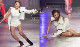 Hot girl 'trứng rán cần mỡ' Thanh Tâm gặp sự cố hớ hênh, ngượng chín mặt trên sàn catwalk 