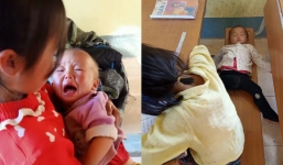 Em gái lớp 4 địu em đến lớp học cùng, khát sữa mẹ khóc ngặt cả chiều 