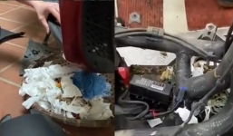Cuối năm đem xe đi bảo dưỡng, chị em khiến thợ máy hốt hoảng vì đống rác nằm trong xe tay ga