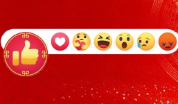 Facebook đã cập nhật nút like đỏ, còn kèm theo cả biểu tượng trâu vàng và hoa đào đúng không khí Tết