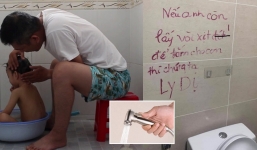 Chồng lấy vòi xịt bồn cầu tắm cho con, vợ đòi ly dị
