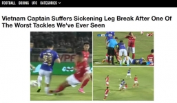 Đỗ Hùng Dũng bị phạm lỗi đến gãy chân: Báo chí thế giới bàng hoàng, lên án 'vết đen' của bóng đá Việt Nam