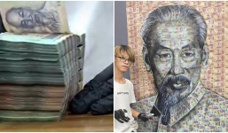 Chàng trai vẽ ảnh Bác Hồ từ 200 triệu đồng tiền polyme