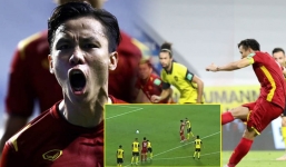 Tiền đạo đối phương vênh mặt thách thức, Quế Ngọc Hải đáp trả bằng cú penalty nhấn chìm đối thủ