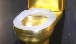 Cận cảnh toilet vàng nạm 40.815 viên kim cương