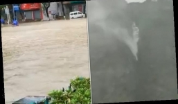 Bão Hagupit 'bẻ' thác nước của Trung Quốc chảy ngược lên trời