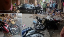 Hiện trường xe 'điên' tông liên hoàn tại Hoàng Mai, Hà Nội
