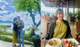 Nữ diễn viên Vbiz đăng ảnh 'khóa môi' chồng trẻ, dân mạng 'dậy sóng' với vòng 2 to bất thường