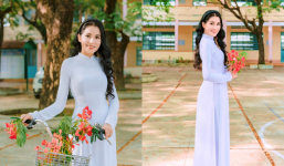 Bà xã Quyền Linh diện áo dài trắng như gái đôi mươi, hai cô con gái hưởng trọn gen của mẹ