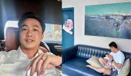 Cường Đô La hé lộ góc mặt nhóc tỳ Sutin, chăm con cực khéo khiến dân tình ngưỡng mộ