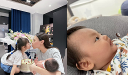 Đàm Thu Trang khoe cận mặt quý tử, Cường Đô La vào khen một câu khiến dân mạng bàng hoàng