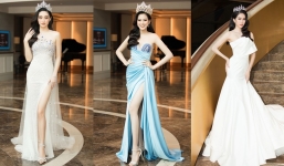 Thời trang thảm đỏ họp báo Miss World Việt Nam 2021: Lương Thùy Linh đẹp tựa thiên nga, Kiểu Loan lột xác khoe vòng 1 ngồn ngột