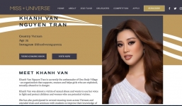 Khánh Vân xuất hiện đầy ấn tượng trên trang chủ Miss Universe