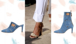 Denim và đan dệt - cặp chất liệu 'hot' ảnh hưởng đến xu hướng giày Xuân Hè 2021