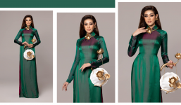 Khánh Vân thướt tha trong tà áo dài, đúng chuẩn 'quốc sắc thiên hương' trước thềm bán kết Miss Universe
