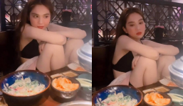 Ăn mặc sang chảnh là vậy, Ngọc Trinh vẫn không bỏ được dáng ngồi