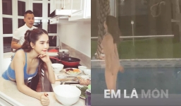 Vũ Khắc Tiệp lại 'tăm tia' Ngọc Trinh tắm, lần này 'núi đồi' căng mọng hơn nhiều