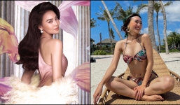 Vẫn biết Lan Ngọc tôn sùng mốt 'khoe phát nào hở phát đó', nhưng kiểu buông luôn dây áo thế này thì hiếm lắm