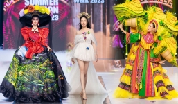 Thanh Thủy khoe trọn đôi chân 'kiếm Nhật', 'khủng long' Bảo Ngọc gánh trang phục nặng 30kg