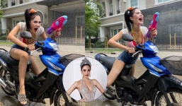 Rũ bỏ hình tượng sang chảnh, một Hoa hậu 'cưỡi' xe máy đi 'quẩy'