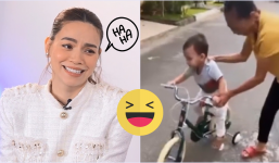 Video: Con trai Hồ Ngọc Hà tập đi xe đạp, biểu cảm đáng yêu khiến dân mạng tan chảy