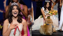 Hot lại khoảnh khắc nữ sinh 17 tuổi đăng quang Hoa hậu: Cả người và chó cưng đều đội vương miện