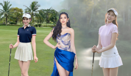 Đỗ Thị Hà chuộng váy siêu ngắn mỗi khi ra sân đánh golf