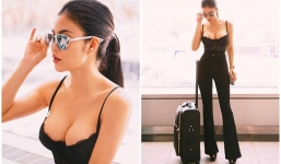 Hoa hậu Việt Nam Hoàn cầu 2012 diện nội y khoe vòng 1 nóng bỏng ở sân bay gây tranh cãi