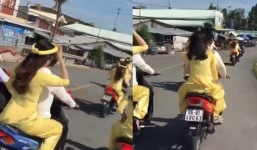 Phẫn nộ nhóm thanh niên rước dâu đã vi phạm luật giao thông còn nẹt pô ầm ĩ trên đường