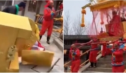 Đám cưới rước kiệu theo kiểu cổ xưa, cô dâu té ngã trọng thương trong ngày về nhà chồng