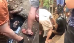 Clip: Nam thanh niên nghi ngáo đá chui xuống cống đầy phân nằm luyện công