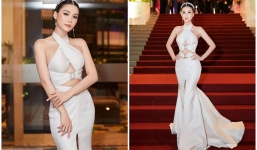 'Bạn gái tin đồn' của Trường Giang diện đầm khoét ngực táo bạo, thả dáng trên thảm đỏ