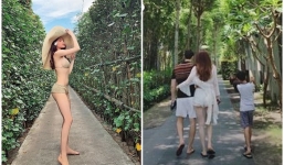 Hồ Ngọc Hà khoe cơ thể nóng bỏng, không ngại tình tứ với Kim Lý trước mặt con trai