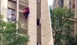 Thót tim màn 'vượt ngục' của cụ bà 84 tuổi tay không leo chung cư 14 tầng