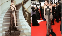 Ngọc Trinh quyết chơi lớn, 'mặc như không' thả dáng trên thảm đỏ Cannes