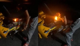 Clip: Thót tim thanh niên chơi ngông châm lửa bình xăng để mồi điếu thuốc lá 