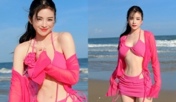 DJ Mie khoe làn da trắng phát sáng, body quyến rũ 'hết nước chấm' bên bờ biển